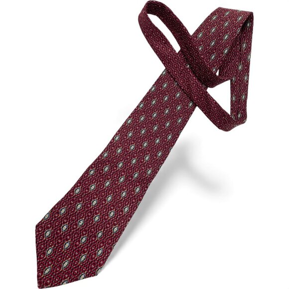 Nautica Silk Tie Geometric Burgundy Red Blue Gray - Picture 2 of 6